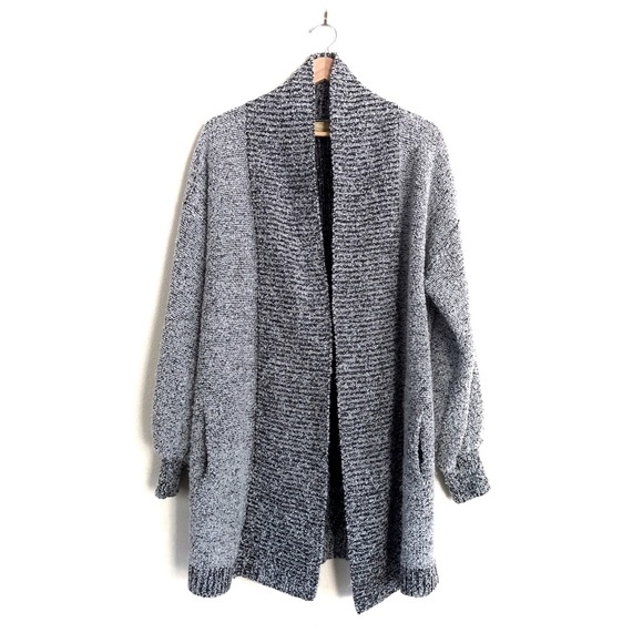 VINTAGE Shawl Collar Nubby Knit Boucle Long Duster Cardigan - Picture 2 of 5